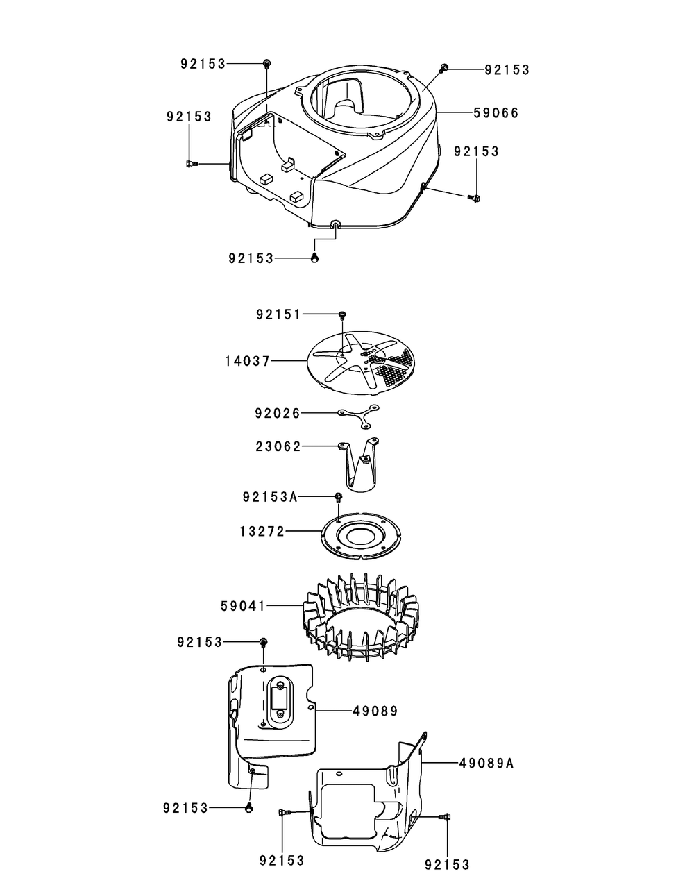 Kawasaki Fr730v-As21 Cooling Equipment Diagram and Parts List for Z-FORCESZ48 (17AIDGHB-17AIDGHB010)(2015) Cub Cadet Lawn Tractor
